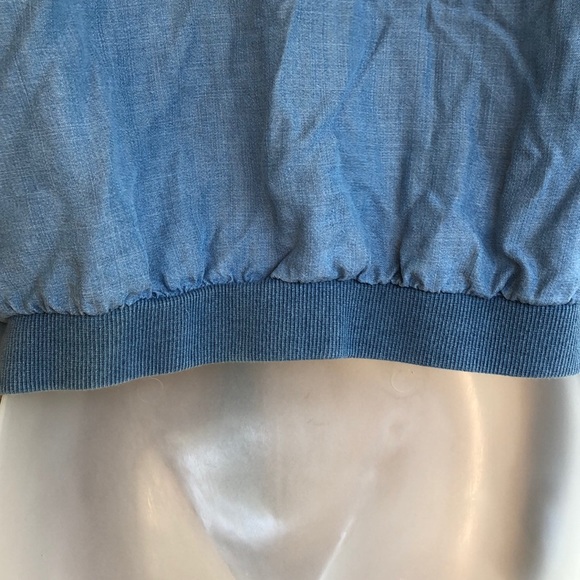 Lightweight denim color zip up bomber jacket - Picture 6 of 9